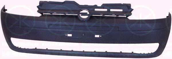 Bumper, Front, black, with holes for trim/protective strip, 14 00 286 (OPEL), 93174593 (OPEL)