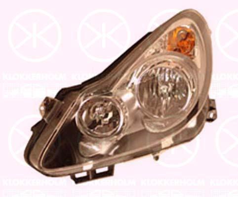 Headlight, Illuminance [lx]: 15, Left, H7/H1, Housing Colour: black, Valeo, with motor for headlamp levelling, 12 16 194 (OPEL), 93189361 (OPEL)