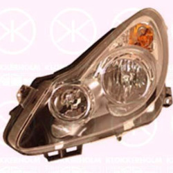 Headlight, Illuminance [lx]: 15, Left, H7/H1, Housing Colour: black, Valeo, with motor for headlamp levelling, 12 16 194 (OPEL), 93189361 (OPEL)