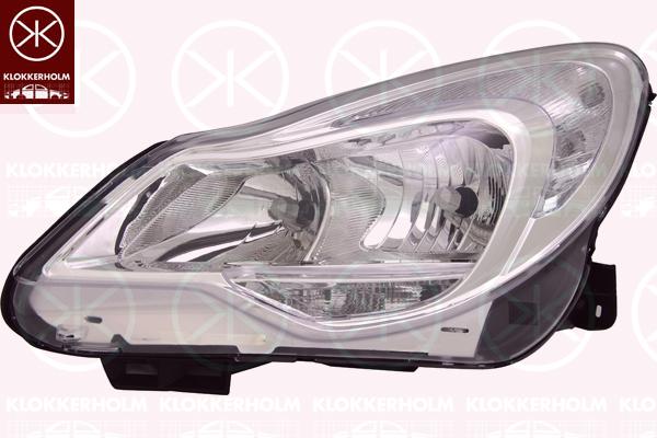 Headlight, Illuminance [lx]: 20, Left, H7/H1, Housing Colour: chrome, Valeo, with motor for headlamp levelling, with bulbs, 12 16 695 (OPEL), 12 26 125 (OPEL), 13446803 (OPEL), 95507717 (OPEL), 95511327 (OPEL), 95515473 (OPEL)