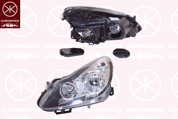 Headlight, Illuminance [lx]: 17.5, Left, H7/H1, Housing Colour: black, with motor for headlamp levelling, 12 16 194 (OPEL), 93189361 (OPEL)