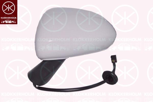 Exterior Mirror, w/primer, for electric mirror adjustment, Aspherical, Heatable, Left, Number of pins: 5, not for trim level: OPC, 13188496 (OPEL), 13203386 (OPEL), 64 28 253 (OPEL), 6428249 (OPEL)