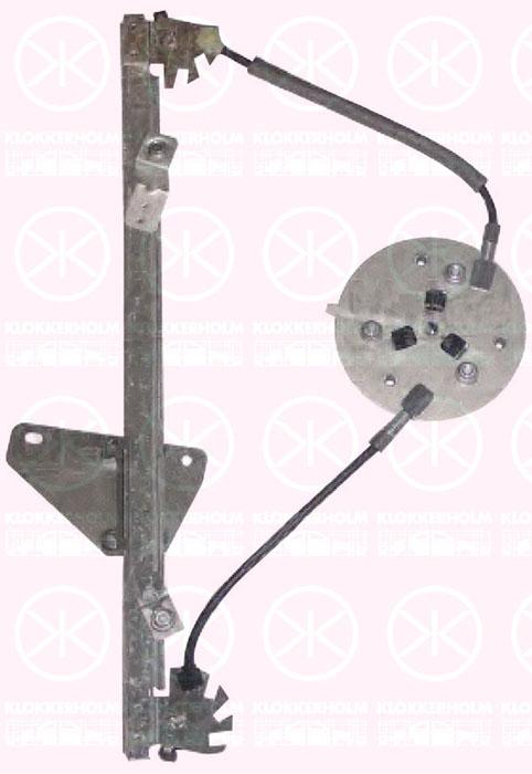 Window Regulator, 4-dr, without electric motor, Electric, Left Front, 13188490 (OPEL), 39161986 (OPEL), 51 40 115 (OPEL)