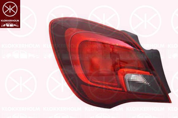 Tail Light Assembly, 3-drs, without bulb holder, Left, 1222567 (OPEL), 13454498 (OPEL), 39090650 (OPEL)