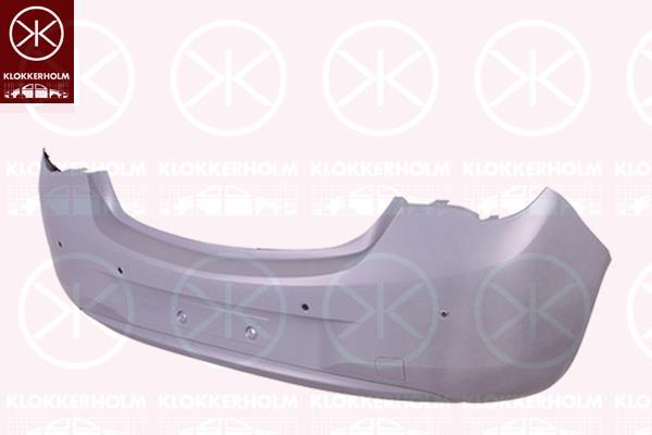 Bumper, w/primer, Rear, with hole(s) for parking distance control, Number of bores: 4, 13399551 (OPEL), 14 04 690 (OPEL), 14 04 723 (OPEL), 39002831 (OPEL)