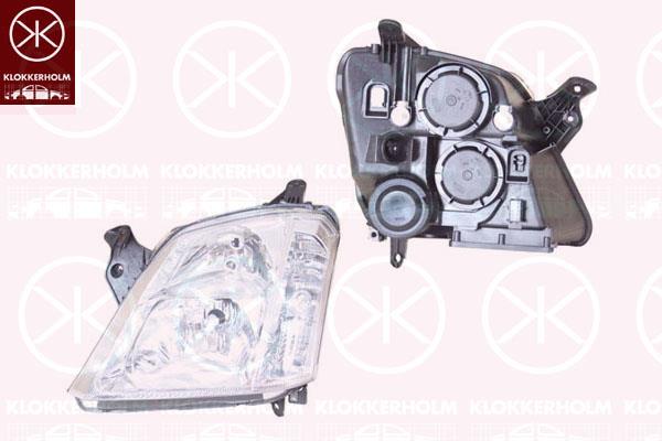 Headlight, Left, Illuminance [lx]: 20, H7/H1, without bulb holder, for vehicles with headlight levelling, Valeo, 12 16 153 (OPEL), 93175364 (OPEL)