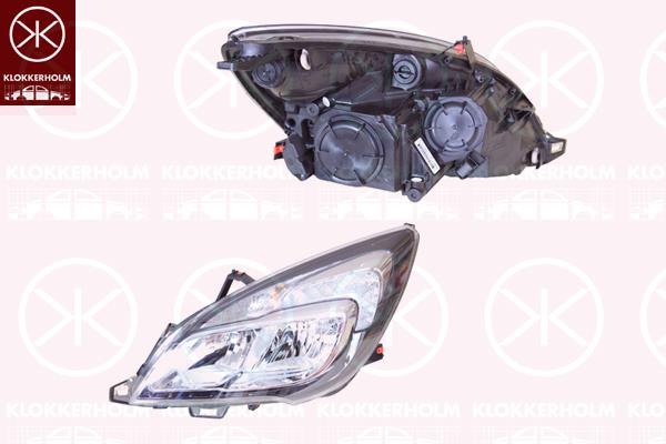 Headlight, Left, LED, with motor for headlamp levelling, with daytime running light (LED), Varroc, 1216795 (OPEL), 13372317 (OPEL)