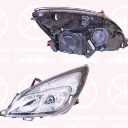 Headlight, Left, LED, with motor for headlamp levelling, with daytime running light (LED), Varroc, 1216795 (OPEL), 13372317 (OPEL)