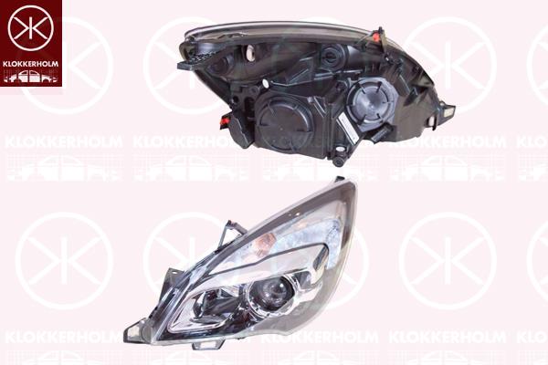 Headlight, Left, LED, with dynamic bending light, with motor for headlamp levelling, with daytime running light (LED), Varroc, 1216803 (OPEL), 13372333 (OPEL)