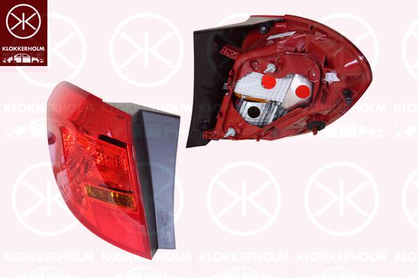 Tail Light Assembly, without bulb holder, Left, Outer section, AL, 12 22 233 (OPEL), 13307493 (OPEL)