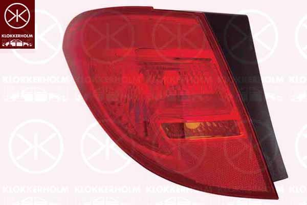 Tail Light Assembly, Left, Outer section, Indicator Colour: Smoke Grey, without bulb holder, 12 22 484 (OPEL), 13435491 (OPEL)