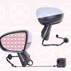 Exterior Mirror, Right, for electric mirror adjustment, Number of pins: 5, w/primer, Heatable, Convex, 13258005 (OPEL), 13258013 (OPEL), 13329819 (OPEL), 1428324 (OPEL), 1428484 (OPEL), 1428487 (OPEL)