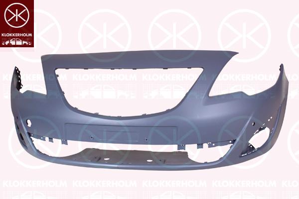 Bumper, w/primer, Front, with hole(s) for parking distance control, 13267710 (OPEL), 14 00 817 (OPEL)