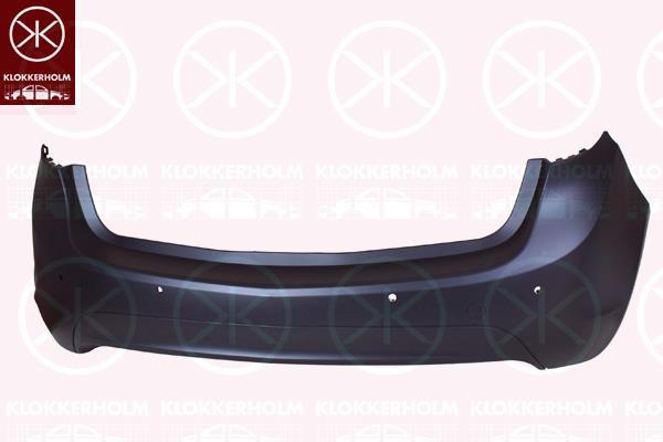 Bumper, w/primer, Rear, with hole(s) for parking distance control, Number of bores: 4, 13268247 (OPEL), 14 00 827 (OPEL)