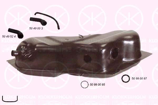 Fuel Tank, 50L, Central Injection, with gaskets/seals, 802017 (OPEL), 90443237 (OPEL), 90443239 (OPEL)