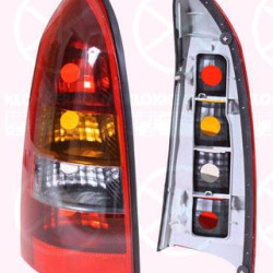 Tail Light Assembly, without bulb holder, Smoke Grey, Left, Indicator Colour: yellow, 12 22 071 (OPEL), 62 23 038 (OPEL), 93174847 (OPEL), 93174854 (OPEL)