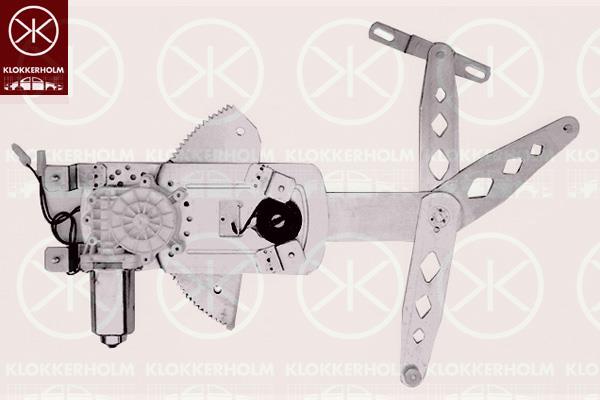 Window Regulator, 2/4-drs, Right Front, Electric, with electric motor, 01 40 274 (OPEL), 62 07 046 (OPEL), 90521882 (OPEL), 90543918 (OPEL), 93240610 (OPEL)