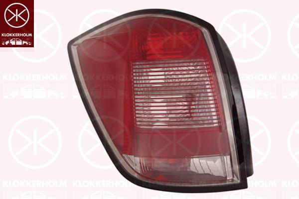 Tail Light Assembly, without bulb holder, white/red, Left, 93182992 (OPEL), 12 22 652 (OPEL), 93186478 (OPEL)