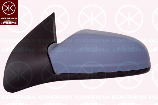 Exterior Mirror, w/primer, Electronically foldable, for electric mirror adjustment, Aspherical, Heatable, Left, 13253320 (OPEL), 64 28 269 (OPEL)