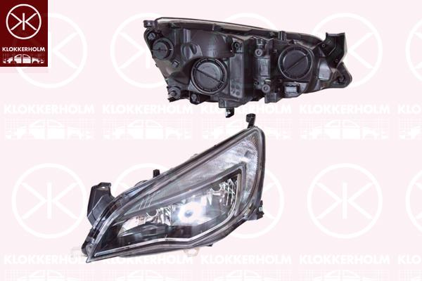 Priekinis žibintas, with daytime running light, H7/H7, with motor for headlamp levelling, Left, Illuminance [lx]: 20, Housing Colour: black, 12 16 728 (OPEL), 13371599 (OPEL)