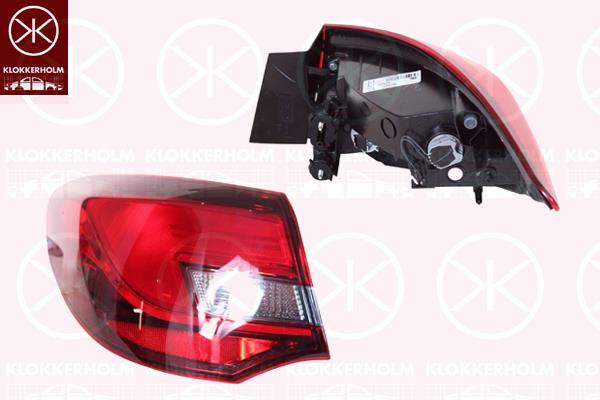 Galinis žibintas, Right, with bulb holder, Outer section, Valeo, 12 22 340 (OPEL), 25870154 (OPEL)