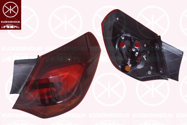 Galinis žibintas, 5-drs, without bulb holder, Smoke Grey, Right, Outer section, 12 22 208 (OPEL), 13319948 (OPEL)