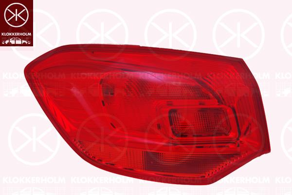 Galinis žibintas, Left, Outer section, without bulb holder, 12 22 217 (OPEL), 13282242 (OPEL), 13307435 (OPEL)