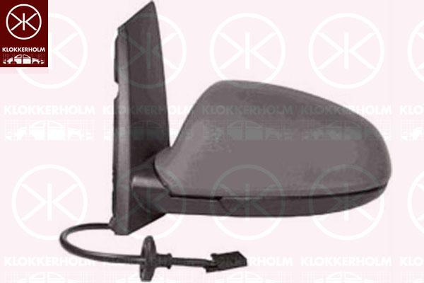 Veidrodis, w/primer, 5-drs, for electric mirror adjustment, Aspherical, Heatable, Left, Number of pins: 5, 13308359 (OPEL), 14 28 455 (OPEL)