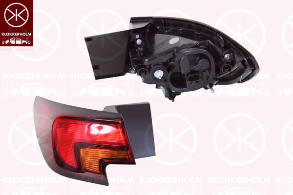 Tail Light Assembly, 5-drs, Left, Outer section, with bulb holder, AL, 13401160 (OPEL), 39015943 (OPEL), 39099014 (OPEL)