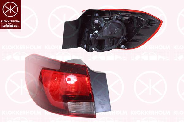 Tail Light Assembly, Right, Outer section, with bulb holder, Valeo, 13 42 75 17 (OPEL), 13427517 (OPEL), 39077375 (OPEL)