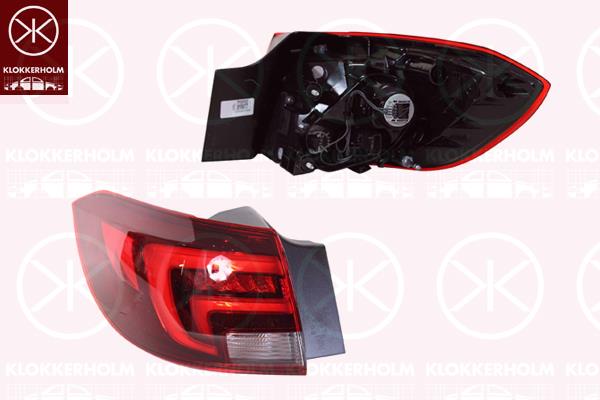 Tail Light Assembly, Left, Trim Level: High-Line, Outer section, LED, with bulb holder, Valeo, 13427518 (OPEL), 39032038 (OPEL), 39077376 (OPEL)