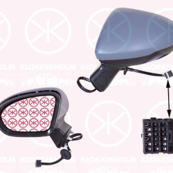 Exterior Mirror, 4-dr, Left, Electronically foldable, Number of pins: 9, for vehicles with drive assistance system, Heatable, w/primer, Aspherical, 13396540 (OPEL), 39081031 (OPEL), 13396532 (OPEL), 13453502 (OPEL), 39111558 (OPEL)