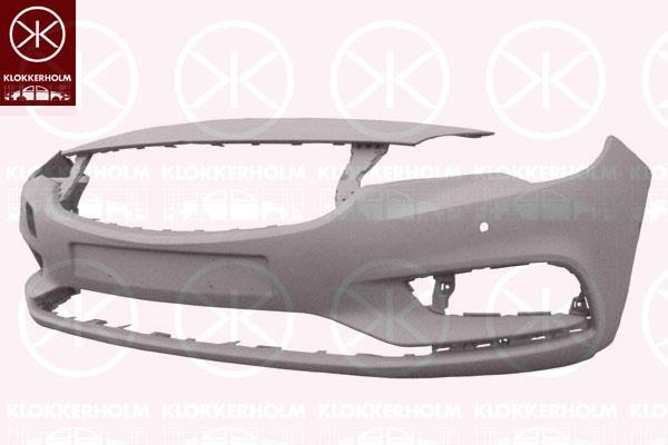 Bumper, w/primer, with hole(s) for parking assistant system, Front, Number of bores: 4, 39017249 (OPEL), 39052729 (OPEL), 39069824 (OPEL)