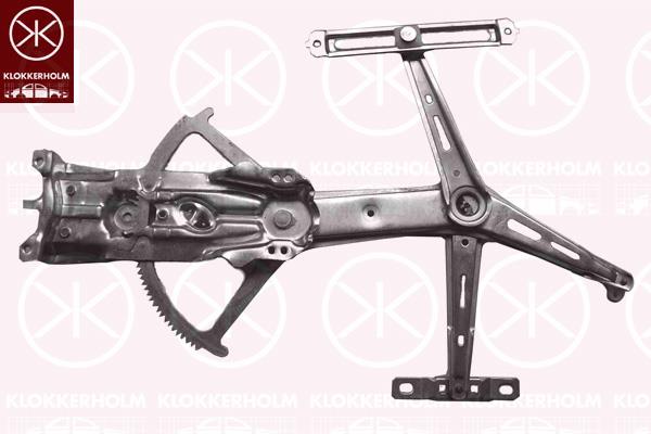 Window Regulator, 4-dr, without electric motor, Electric, Right Front, 51 40 019 (OPEL)