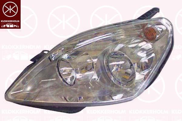 Headlight, Right, Illuminance [lx]: 20, H7/H1, Housing Colour: chrome, with motor for headlamp levelling, AL, 12 16 680 (OPEL), 93192444 (OPEL)