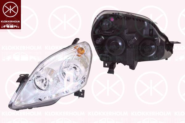 Headlight, Left, Illuminance [lx]: 17.5, H7/H1, Housing Colour: chrome, with motor for headlamp levelling, TYC, 12 16 679 (OPEL), 93192443 (OPEL)