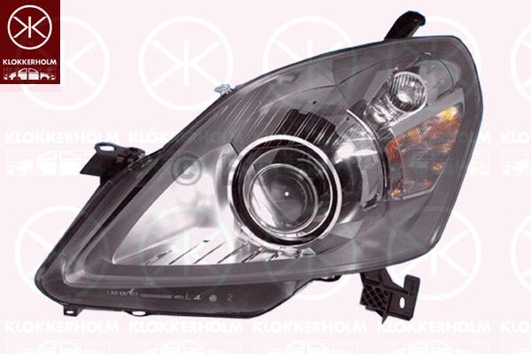 Headlight, Left, Illuminance [lx]: 25, Bi-Xenon, for vehicles with dynamic bending light, with motor for headlamp levelling, with control unit for xenon, D2S/H7, AL, 12 16 651 (OPEL), 12 16 667 (OPEL), 93187688 (OPEL), 93190406 (OPEL)