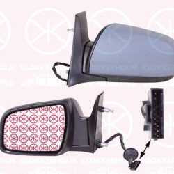 Exterior Mirror, Right, for electric mirror adjustment, Number of pins: 5, Number of pins: 7, Heatable, w/primer, Convex, 1 428 378 (OPEL), 1 428 398 (OPEL), 13302184 (OPEL), 13302198 (OPEL), 13312908 (OPEL), 14 28 369 (OPEL)