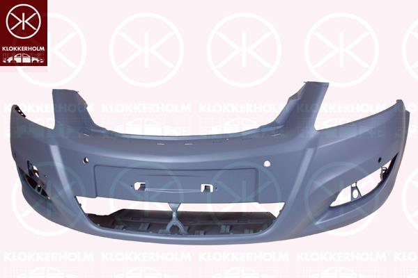 Bumper, w/primer, Front, with hole(s) for parking distance control, Number of bores: 4, 13247293 (OPEL), 64 00 642 (OPEL)