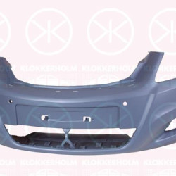 Bumper, w/primer, Front, with hole(s) for parking distance control, Number of bores: 4, 13247293 (OPEL), 64 00 642 (OPEL)