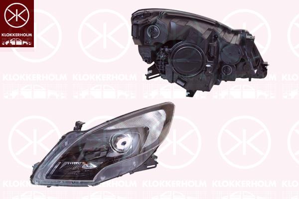 Headlight, Left, Illuminance [lx]: 17.5, HIR2, Housing Colour: black, with motor for headlamp levelling, AL, 12 16 714 (OPEL), 13360548 (OPEL), 13360549 (OPEL), 13399867 (OPEL)