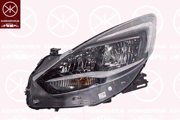 Headlight, Right, H7/H7, with daytime running light (LED), with motor for headlamp levelling, AL, 13472659 (OPEL), 39050527 (OPEL)