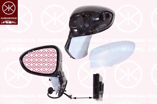 Exterior Mirror, Right, for electric mirror adjustment, Number of pins: 5, Heatable, Convex, w/primer, 13300139 (OPEL), 13300131 (OPEL), 20965365 (OPEL), 1426479 (OPEL), 13354622 (OPEL), 1426483 (OPEL)