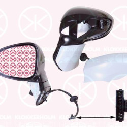 Exterior Mirror, Left, for electric mirror adjustment, Electronically foldable, Number of pins: 7, Heatable, Aspherical, w/primer, 13300129 (OPEL), 13300139 (OPEL), 1426477 (OPEL), 20965365 (OPEL), 13354624 (OPEL), 1426485 (OPEL)