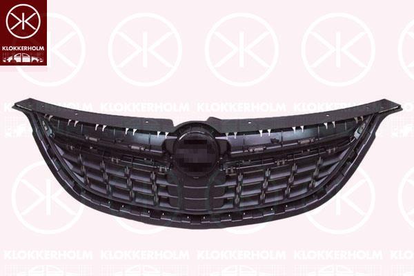 Radiator Grille, for vehicles with safety belt warning, black, 13 20 186 (OPEL), 13360828 (OPEL)