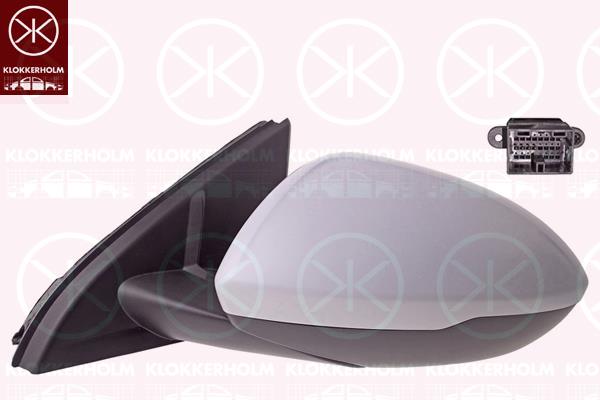 Exterior Mirror, Left, for electric mirror adjustment, Number of pins: 5, Heatable, w/primer, Aspherical, 13396540 (OPEL), 39081031 (OPEL), 39075347 (OPEL), 39148117 (OPEL)