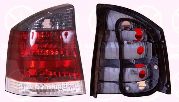 Tail Light Assembly, with reverse light, Left, Indicator Colour: Smoke Grey, without bulb holder, 12 22 695 (OPEL), 93174905 (OPEL)