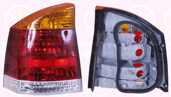 Tail Light Assembly, with reverse light, Left, Indicator Colour: yellow, 12 22 690 (OPEL), 12 22 691 (OPEL), 12 22 693 (OPEL), 93174902 (OPEL), 93174903 (OPEL), 93174904 (OPEL)