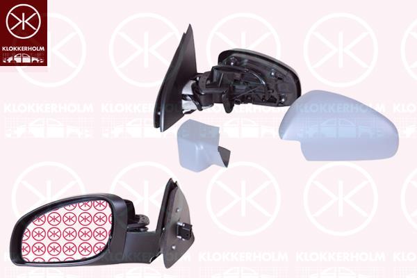 Exterior Mirror, w/primer, for electric mirror adjustment, Aspherical, Heatable, Left, Number of pins: 5, 24439981 (OPEL), 64 28 819 (OPEL)