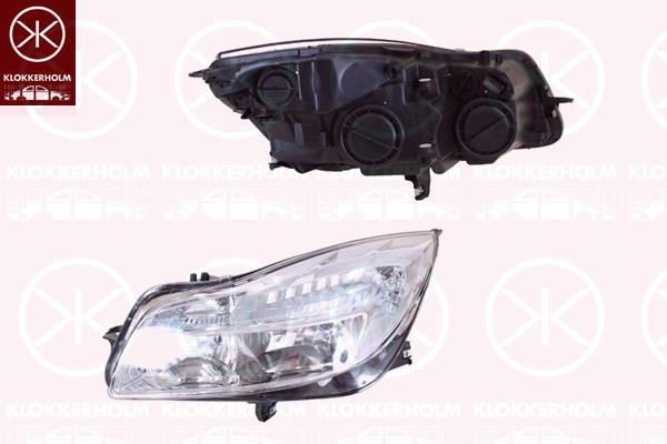 Headlight, with daytime running light, H7/H1, with motor for headlamp levelling, Right, DEPO, Illuminance [lx]: 25, 12 16 688 (OPEL), 12 16 741 (OPEL), 13226783 (OPEL), 22831927 (OPEL)